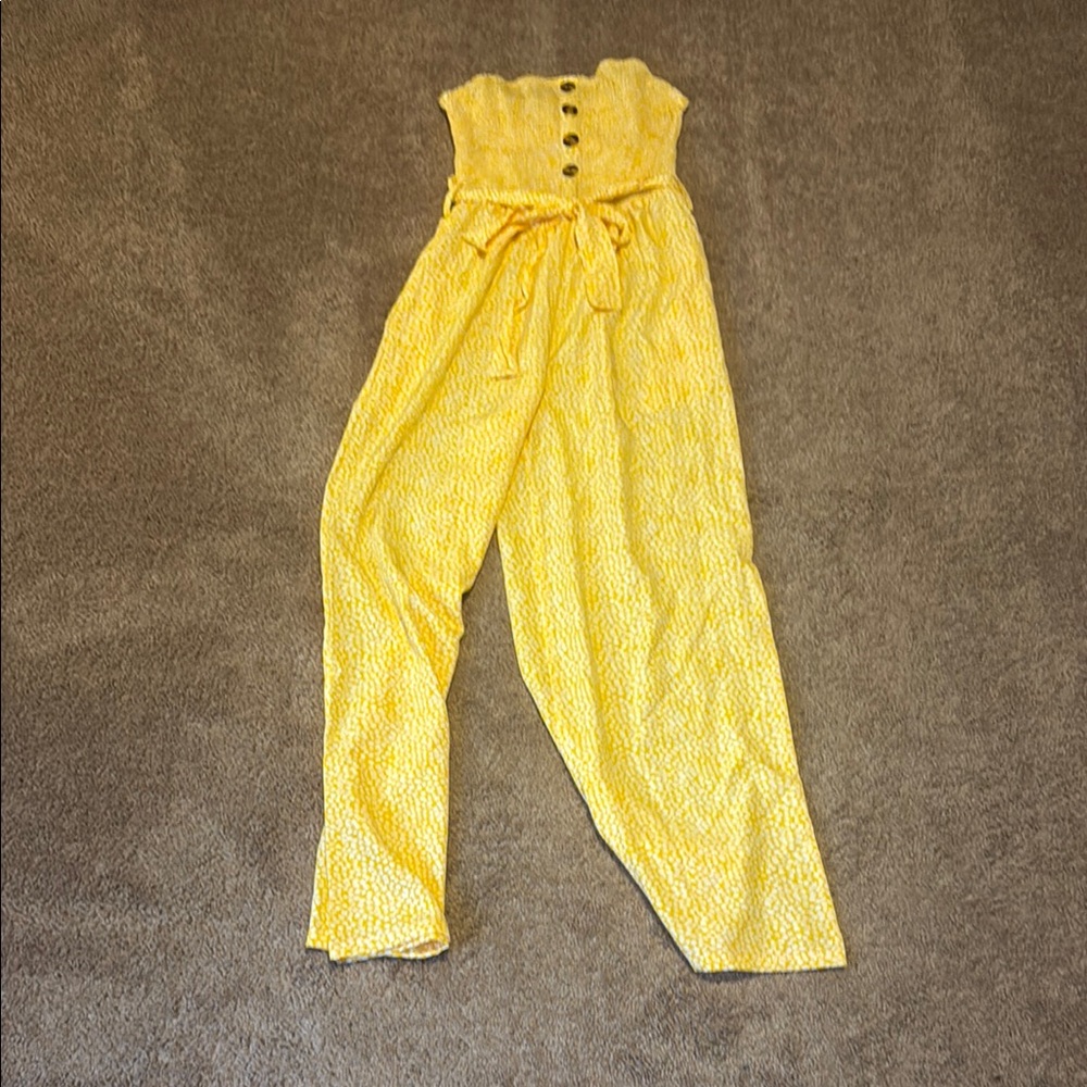 Yellow Button-Front Jumpsuit
